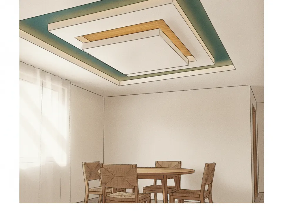Cielo raso de gypsum con bandeja escalonada e iluminación indirecta