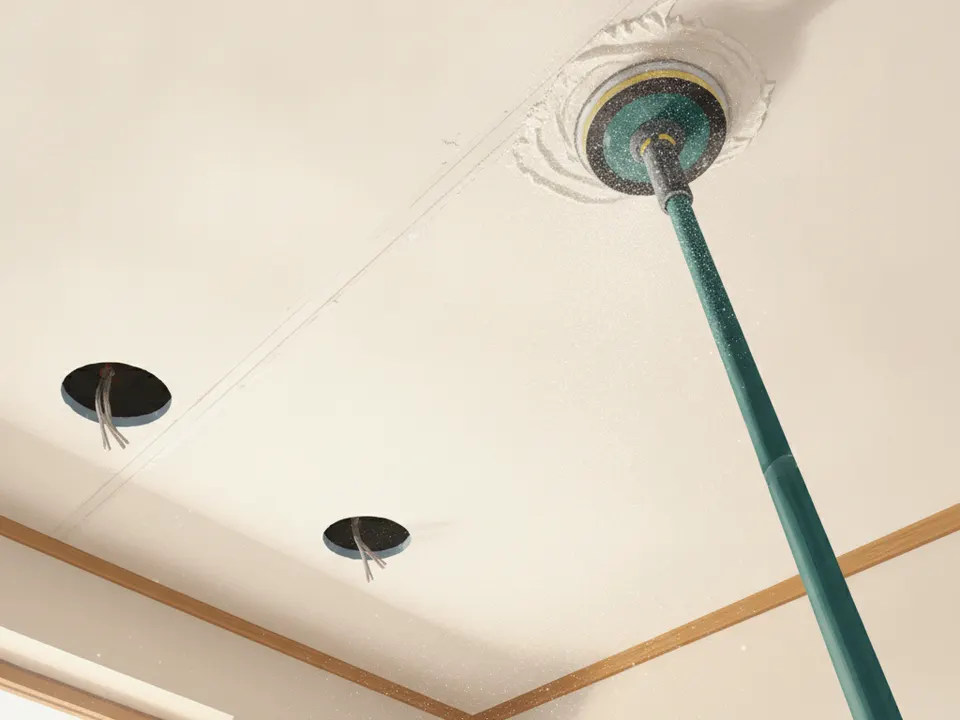Cielo raso de gypsum liso con cajas de luz empotradas
